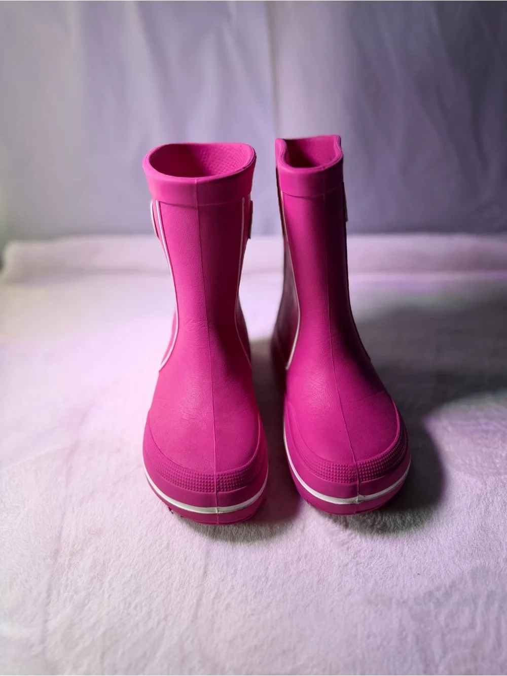 CROCS Kids Pink Rain Boot with White Trim